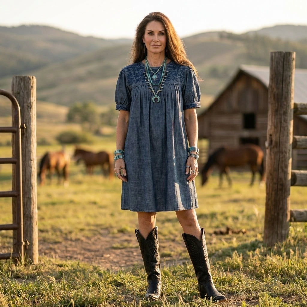 Weathered Chambray Halftime Dress