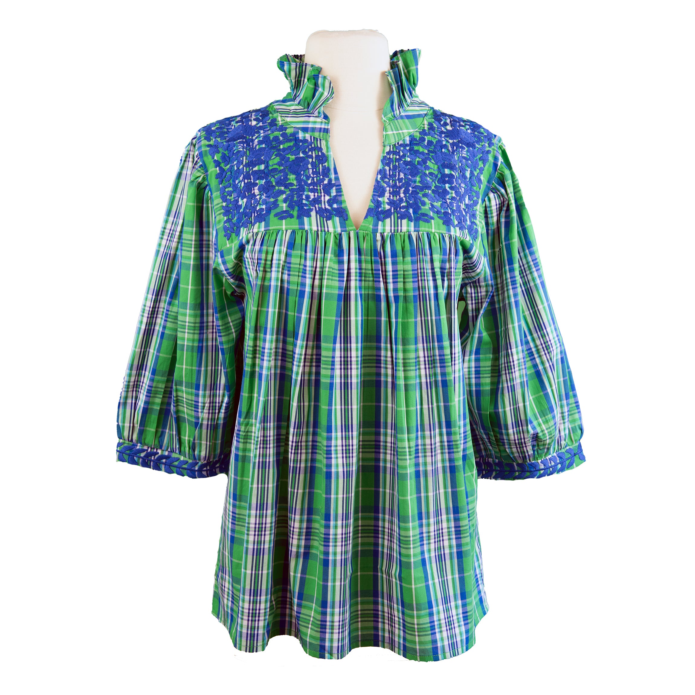 Spring Green Plaid Tailgater Blouse