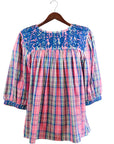 Spring Pink Plaid Weekender Blouse (XS, M only)