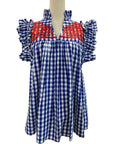 PRE-ORDER: Fourth of July Buffalo Check Hummingbird Blouse (shipping first week of June)