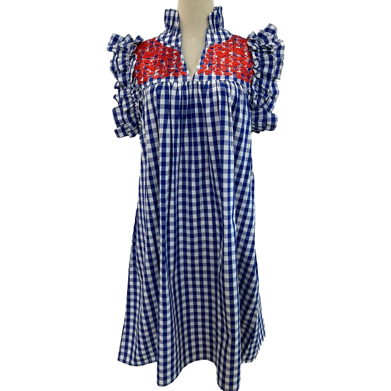 PRE-ORDER: Fourth of July Buffalo Check Hummingbird Dress with Pockets (shipping first week of June)