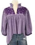 PRE-ORDER: TCU Gingham Tailgater Blouse (October delivery)