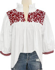 PRE-ORDER: White & Crimson Tailgater Blouse (October delivery)