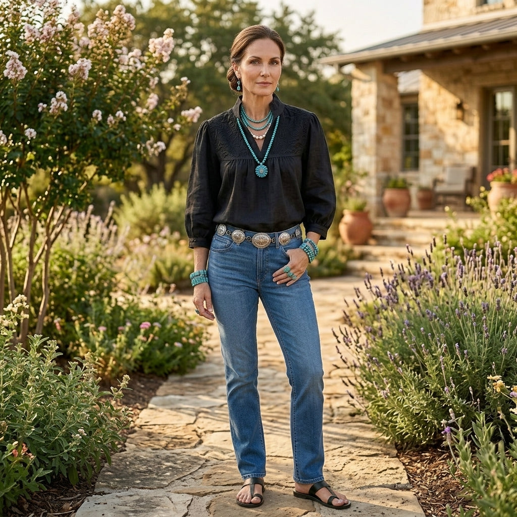 Double Black Linen Tailgater Blouse