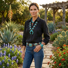 Double Black Linen Cowgirl Blouse
