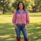Red Gingham + Royal Blue Tailgater Blouse