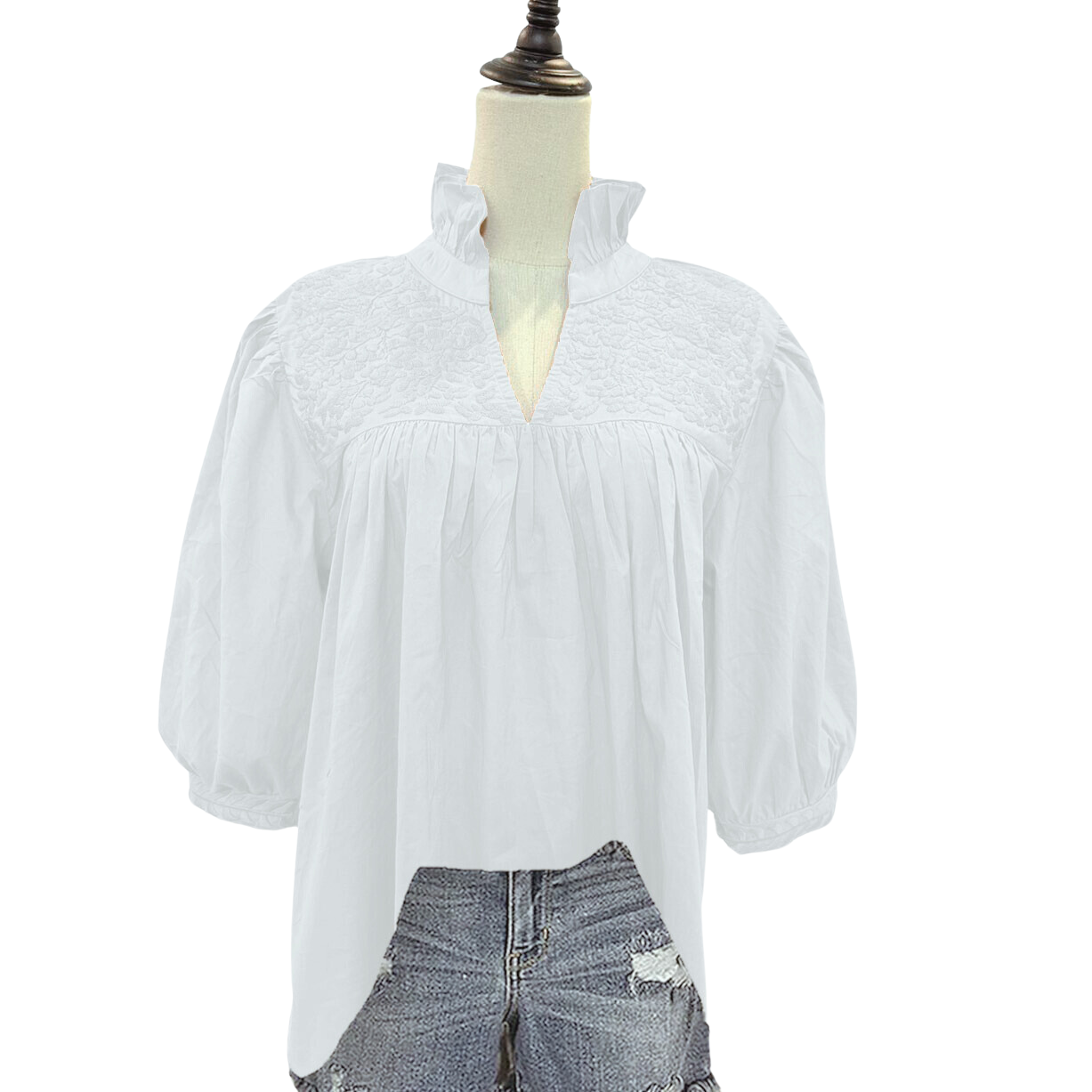 Double White Ultimate Tailgater Blouse (2X, 3X only)