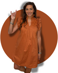 Double Burnt Orange Hummingbird Dress (S, L, 3X only)