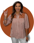 Longhorn Burnt Orange Gingham Cowgirl Blouse