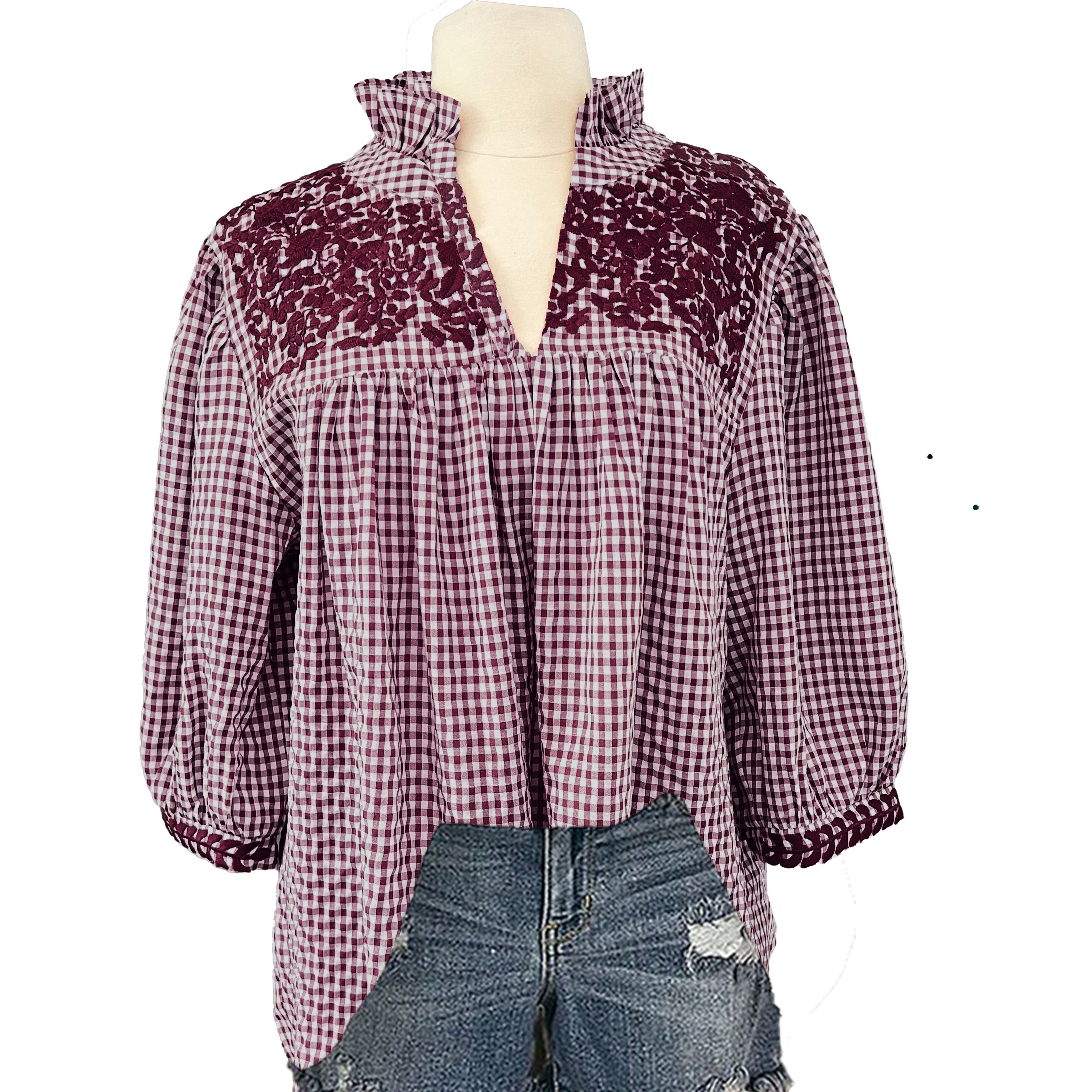 Aggie Gingham Tailgater Blouse (XL only)