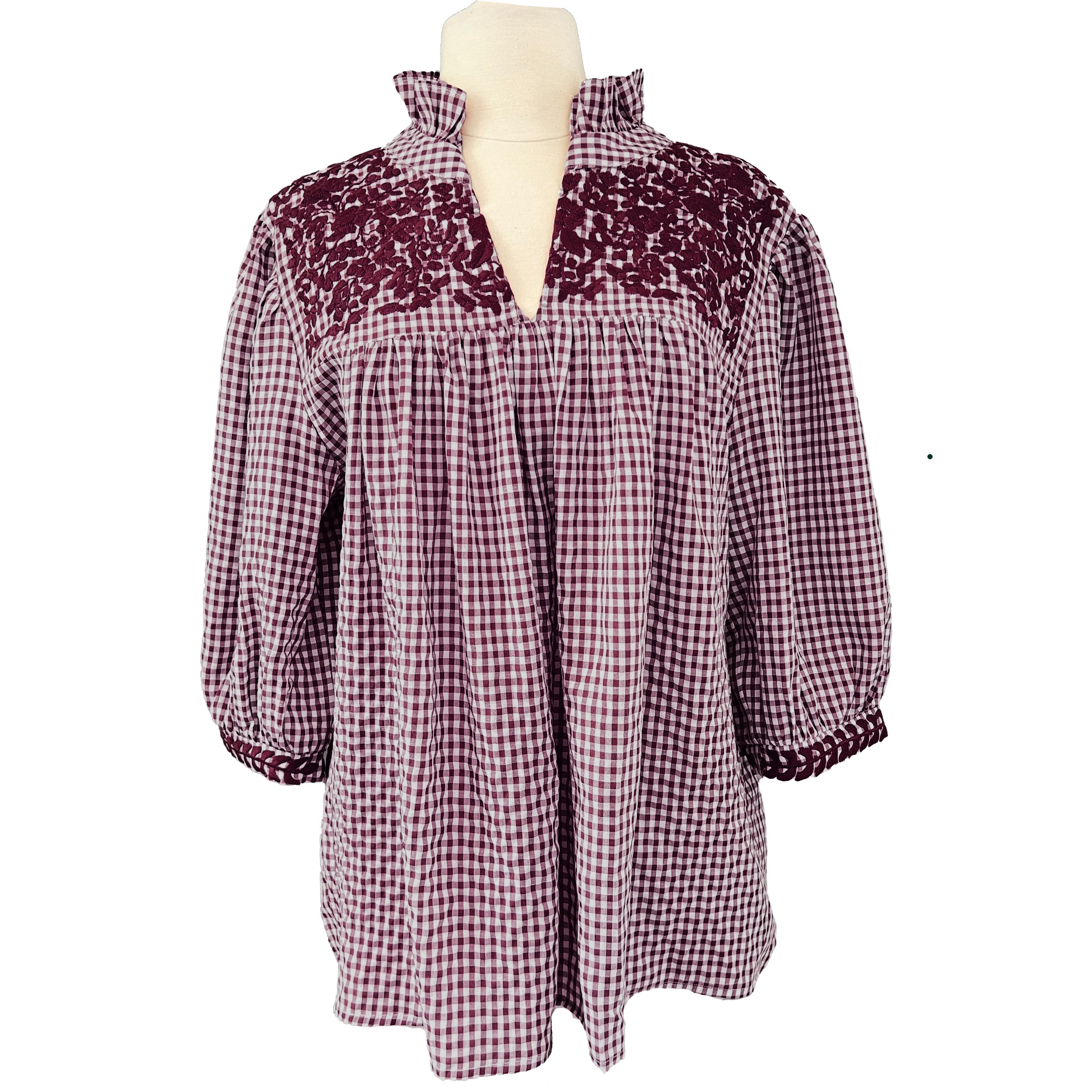 Aggie Gingham Tailgater Blouse (XL only)