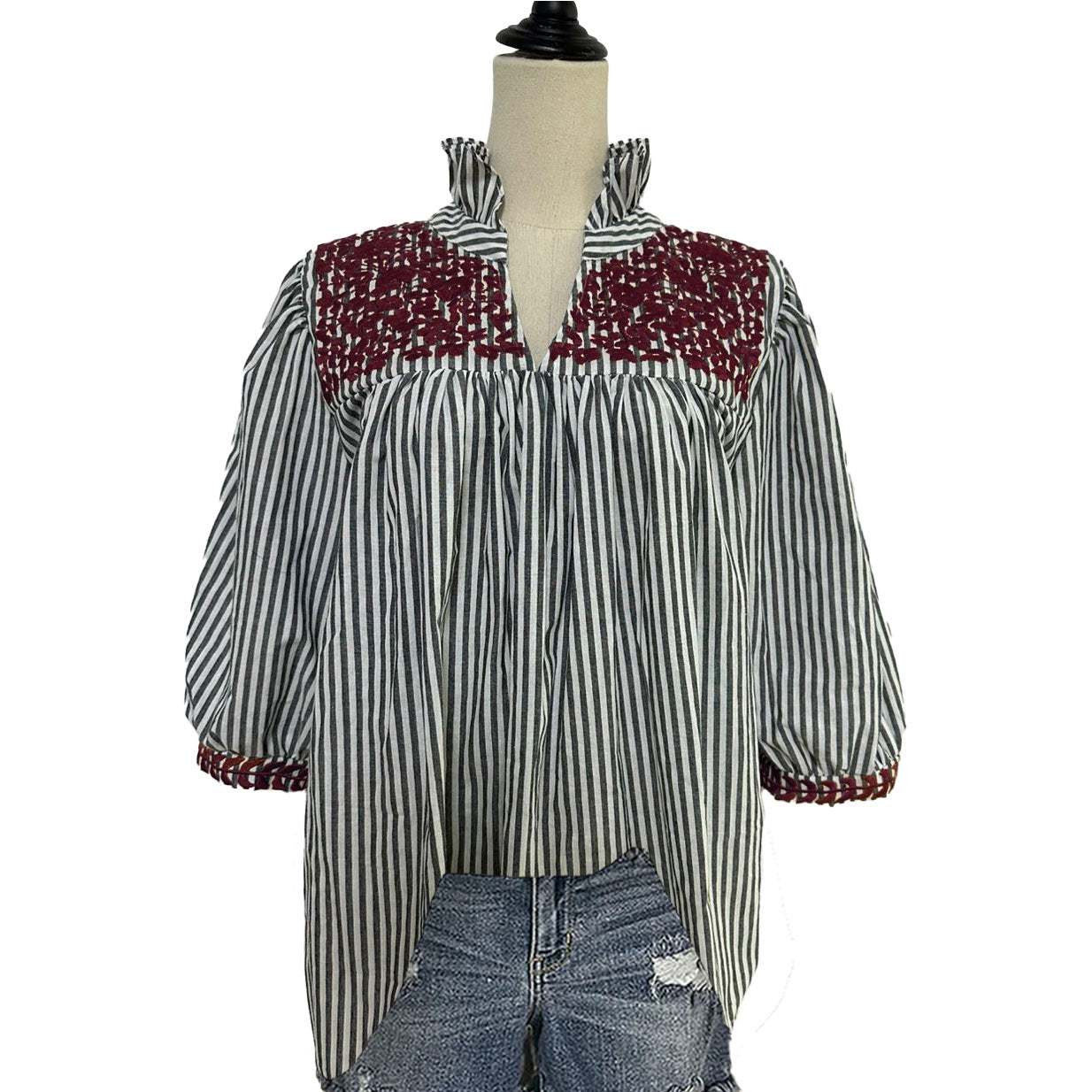 Aggie Ticking Tailgater Blouse (XS, M only)