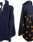 Navy + Bright Orange "Lucky Stars" Dress with Pockets