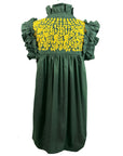 PRE-ORDER: Baylor Green + Gold Hummingbird Dress (late August ship date)