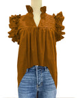 Double Burnt Orange Hummingbird Blouse