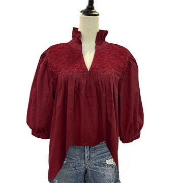 Holiday Double Red Tailgater Blouse (2X only)
