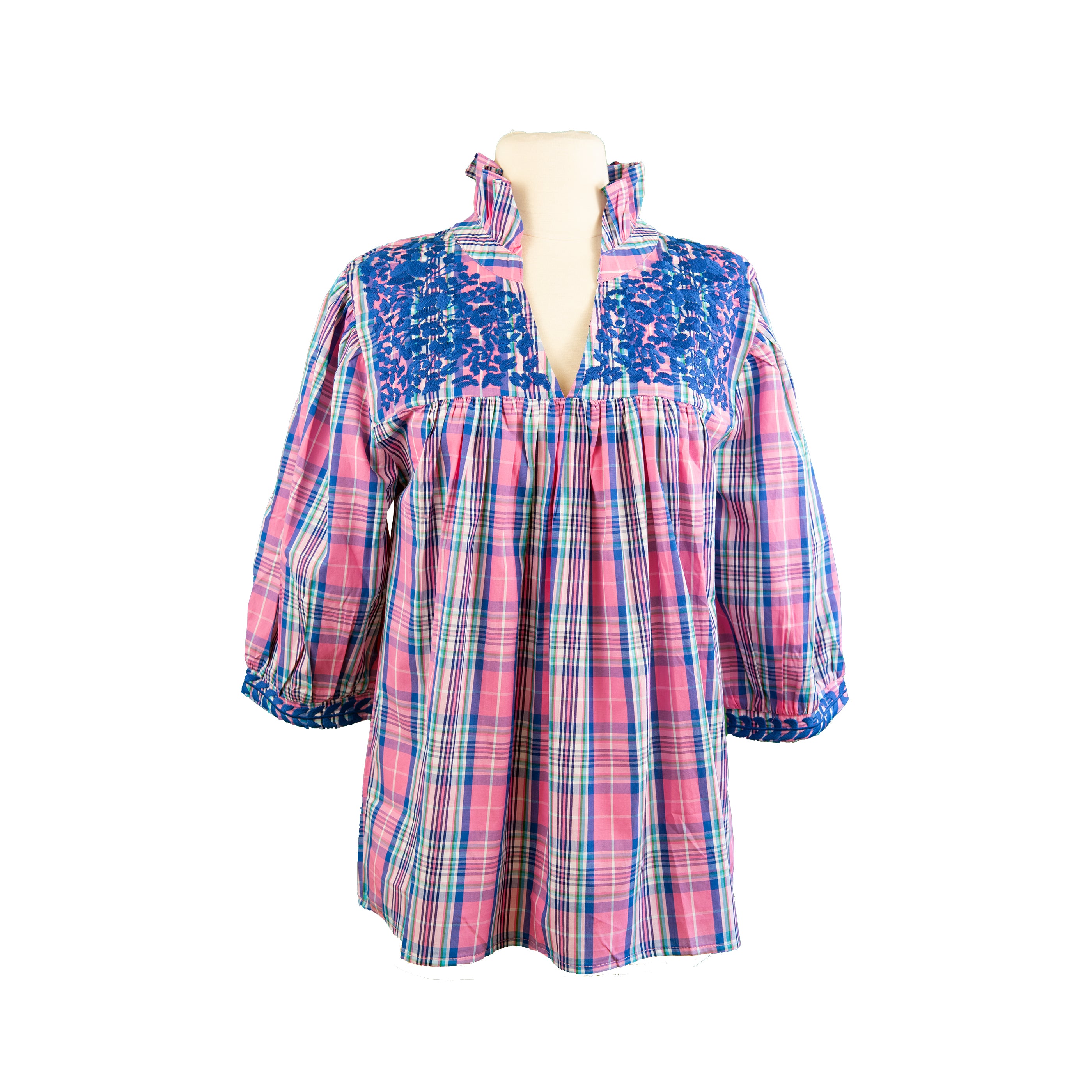 Spring Pink Plaid Tailgater Blouse