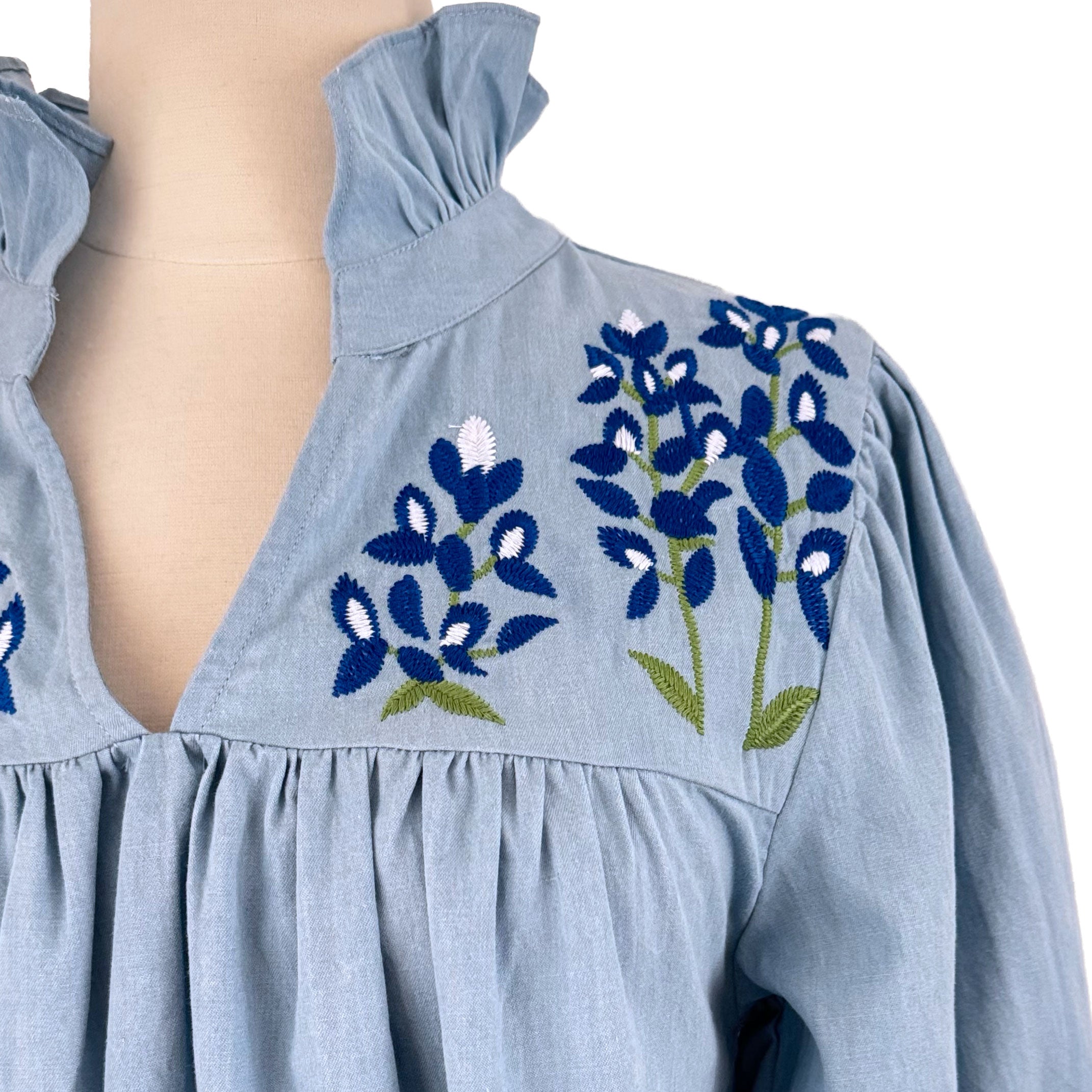 Faded Denim Bluebonnet Tailgater Blouse – SPIRIT DRESS