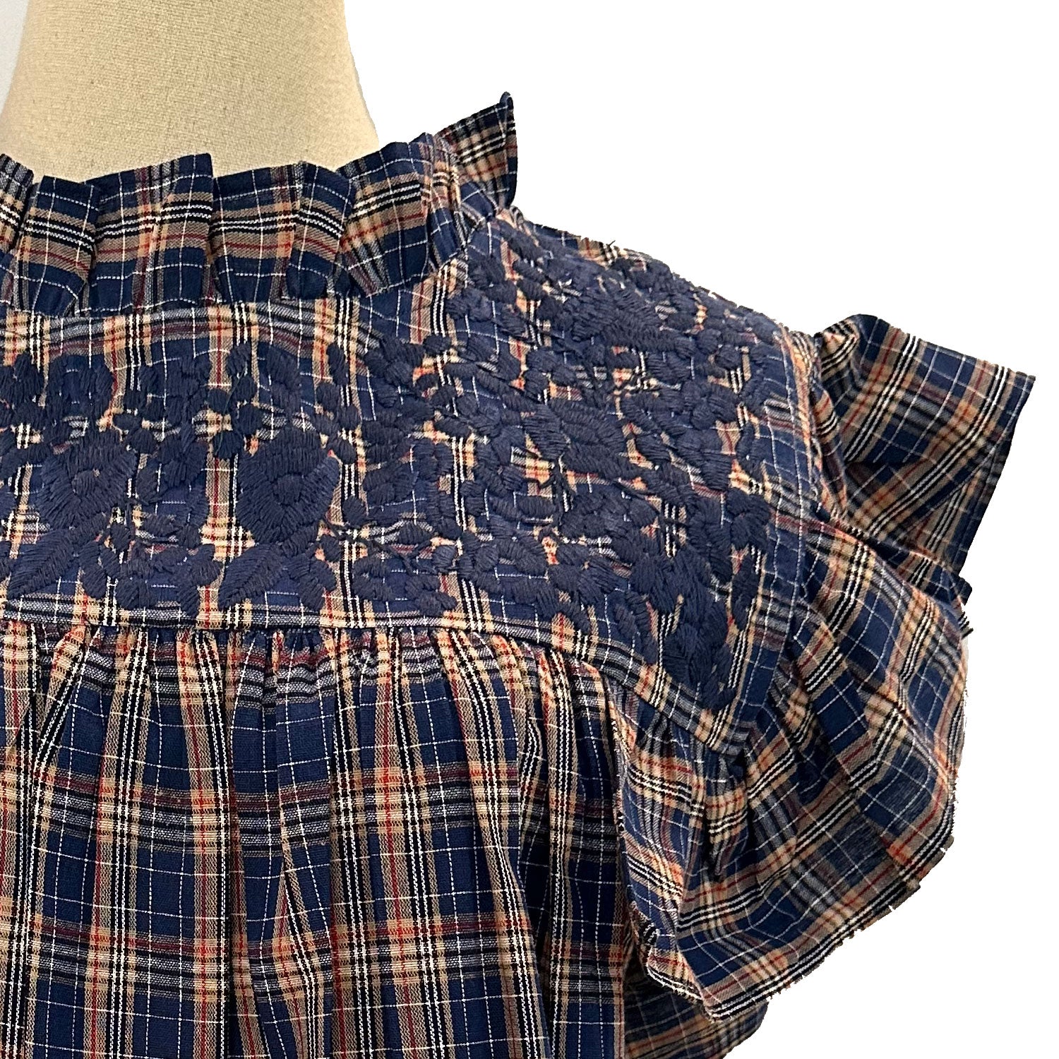 Navy Plaid Extra Blouse (XS, S only)
