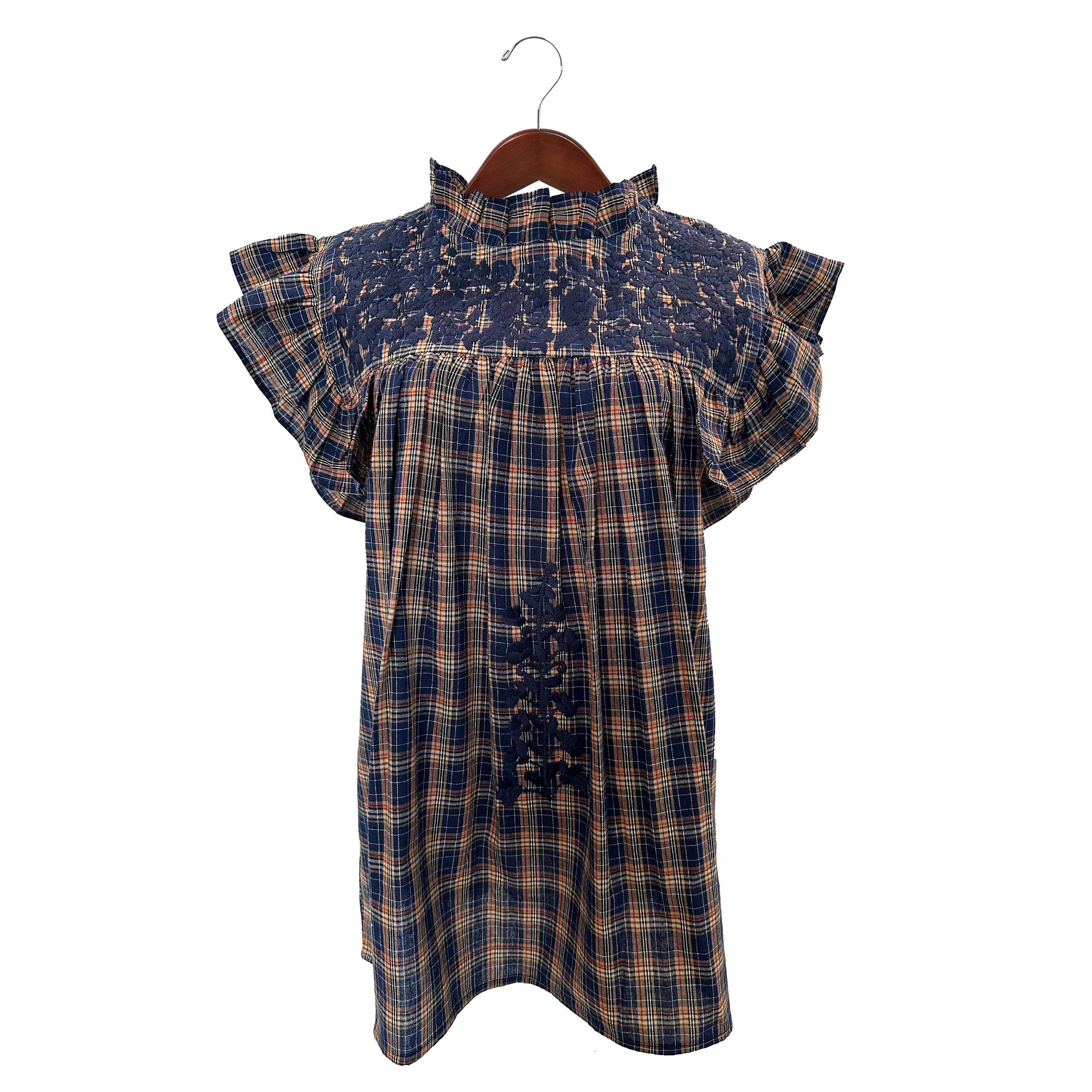 Navy Plaid Extra Blouse (XS, S only)