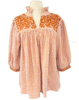 PRE-ORDER: Bright Orange Gingham Tailgater Blouse (Shipping October 9th)