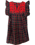 Little Girl Navy Christmas Plaid Angel Dress