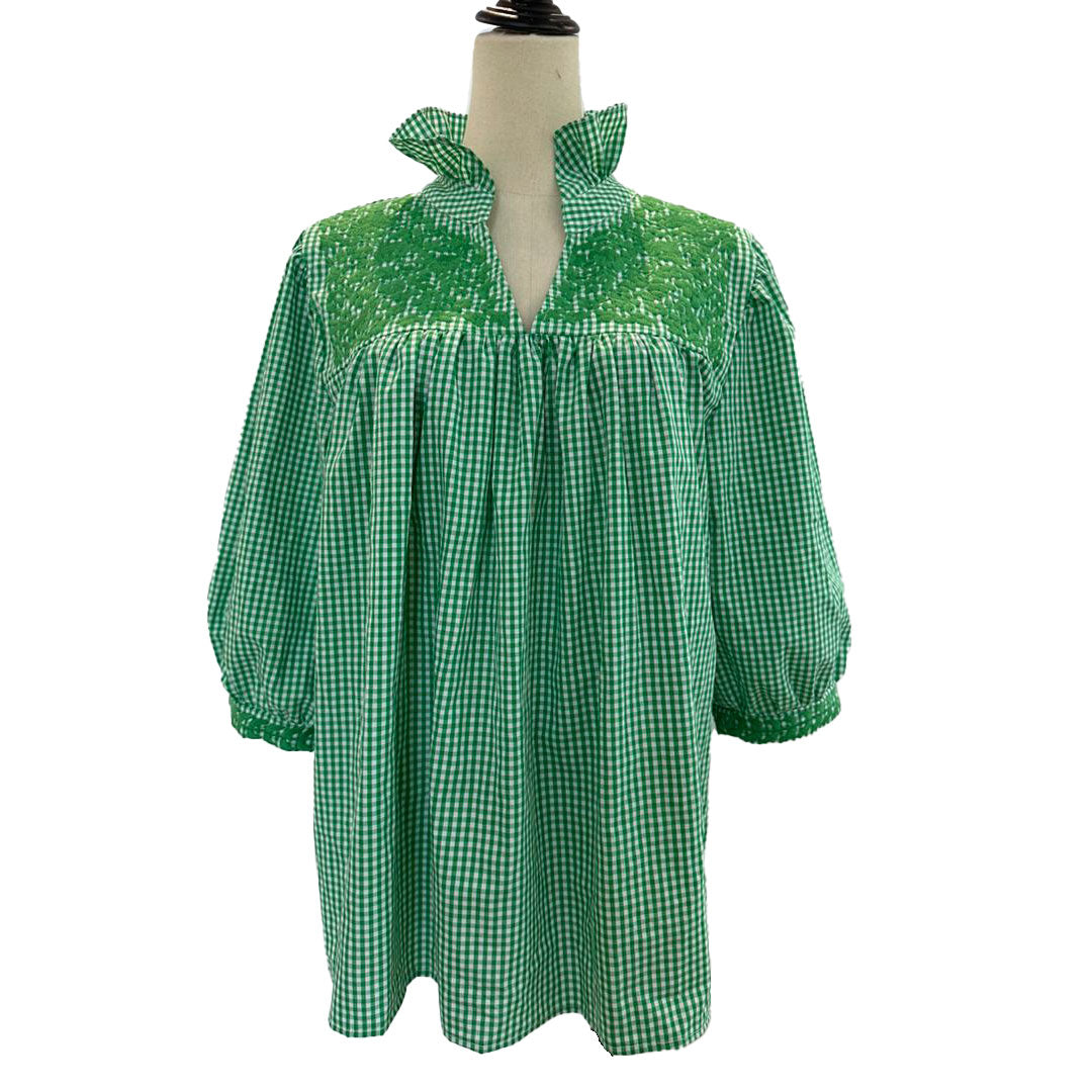 St. Paddy&#39;s Day Gingham Tailgater Blouse