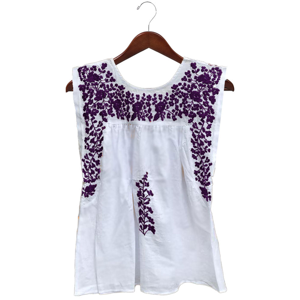 White &amp; Purple Butterfly Blouse