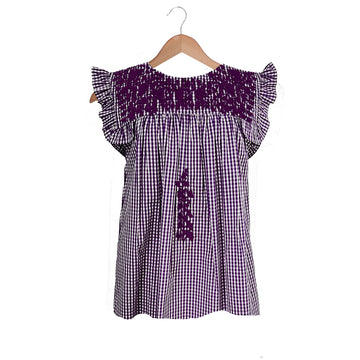 Purple Gingham Angel Blouse (XL, 3X only)