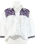 White + Purple Cowgirl Blouse