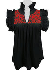 Texas Tech/Georgia Black + Red Hummingbird Blouse