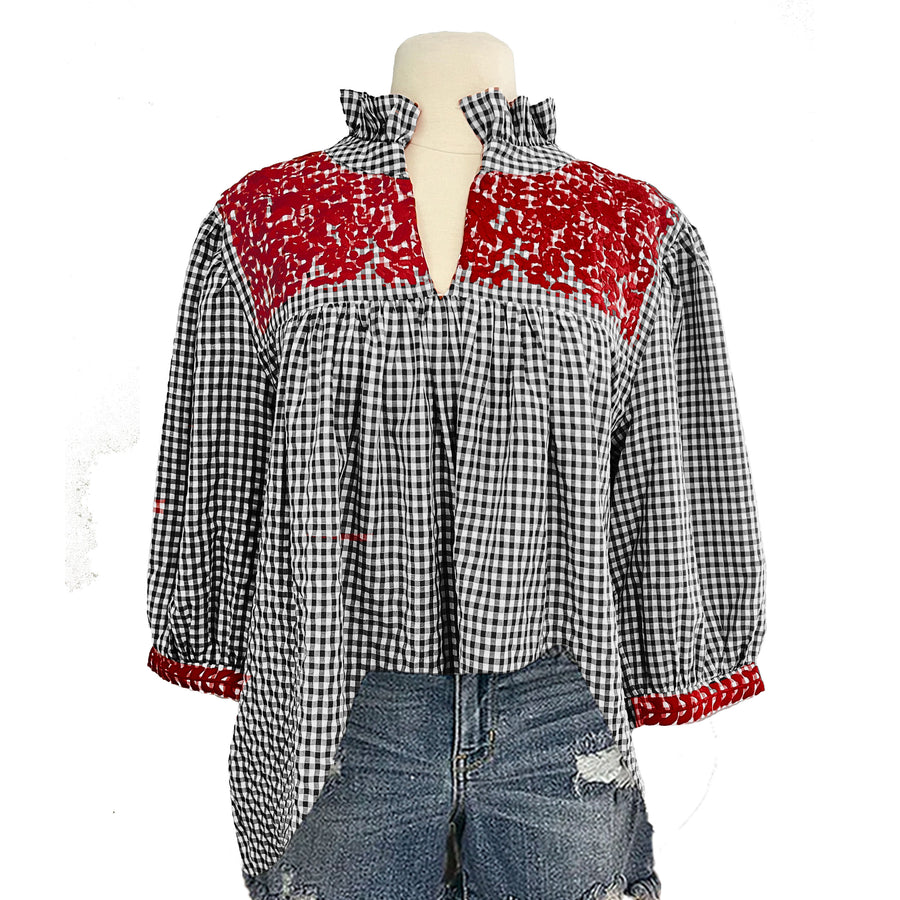 PRE-ORDER: Texas Tech Gingham Tailgater Blouse (Shipping October 4th)