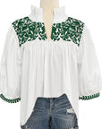 White & Green Tailgater Blouse (XS only)