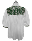 PRE-ORDER: White & Green Tailgater Blouse (October delivery)