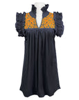 Navy + Bright Orange Hummingbird Dress