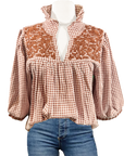 Longhorn Burnt Orange Gingham Tailgater Blouse