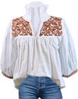 White + Burnt Orange Tailgater Blouse