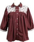 Maroon + White Cowgirl Blouse