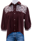 Maroon + White Cowgirl Blouse