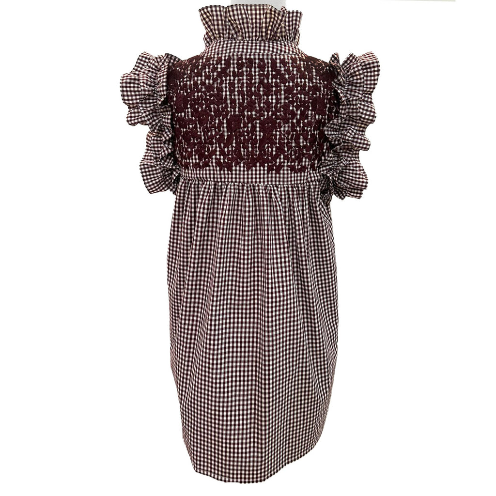 Maroon Gingham Hummingbird Dress SPIRIT DRESS