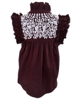 Maroon + White Hummingbird Blouse