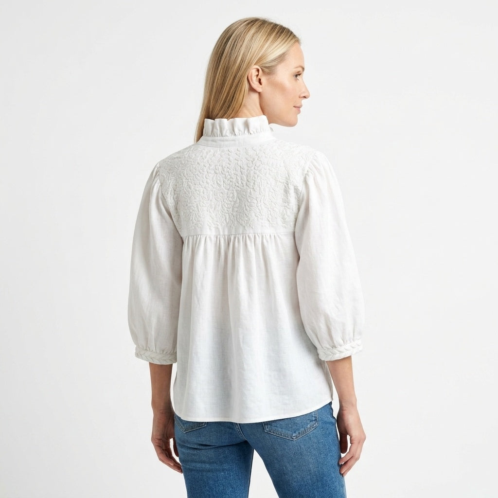 Double White Linen Tailgater Blouse – SPIRIT DRESS