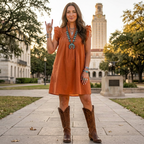 Double Burnt Orange Hummingbird Dress