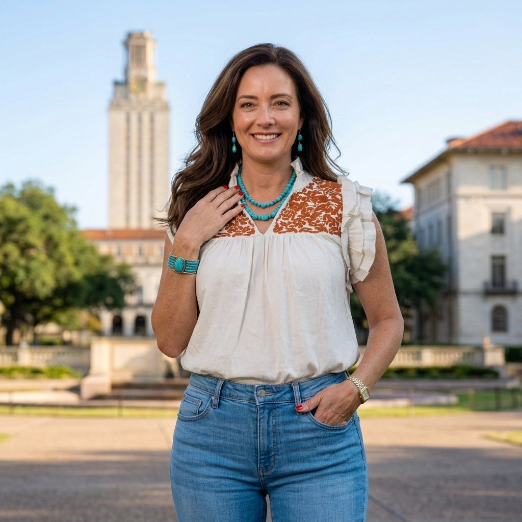 Cream Linen + Burnt Orange Hummingbird Blouse – SPIRIT DRESS