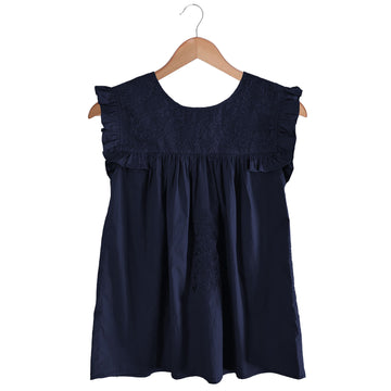 Double Navy Angel Blouse (2X only)