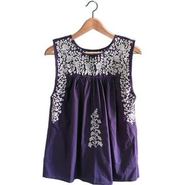 PRE-ORDER: Purple and White Sleeveless Blouse (Mid-October Ship Date)